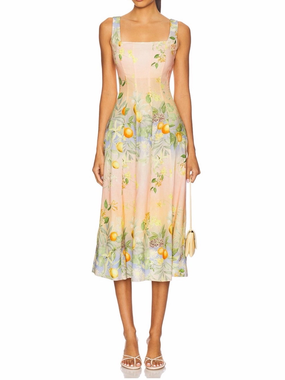 Yumi Kim Pink Lemon-Print Midi Dress